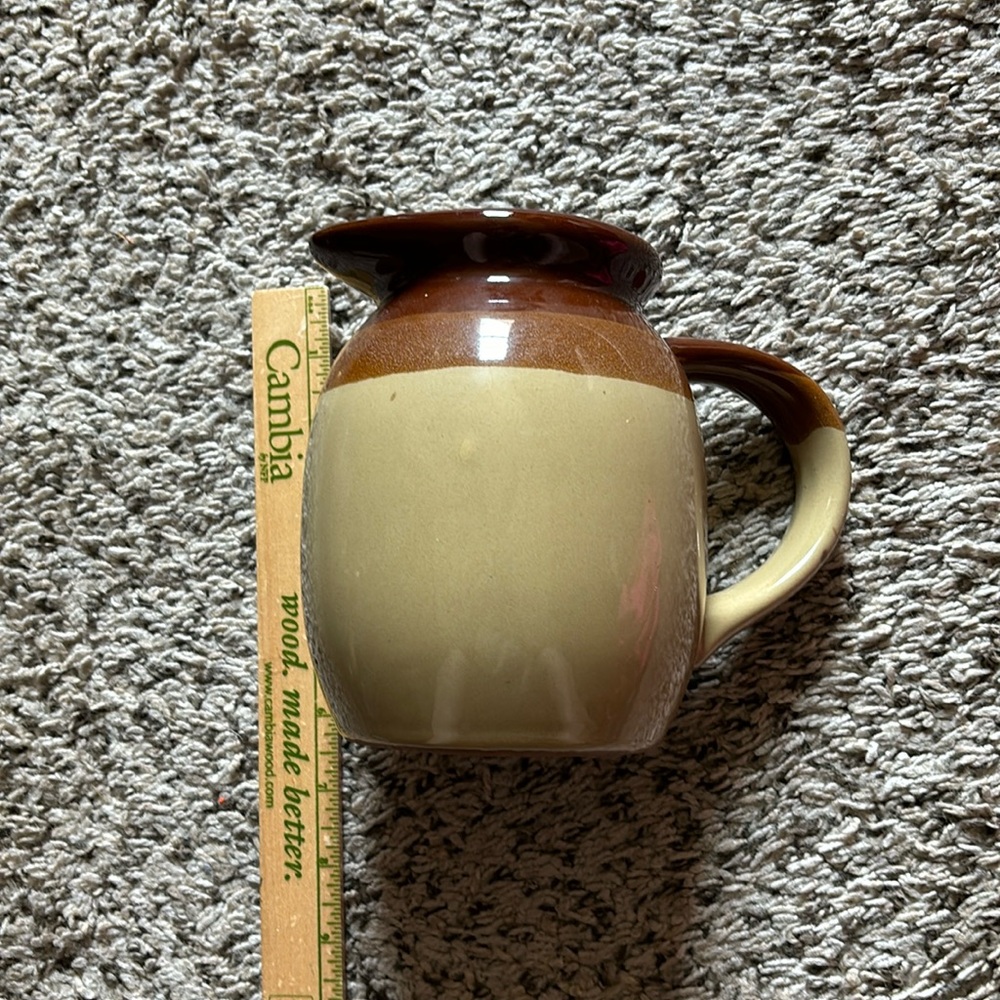 Brown Striped Stoneware Pitcher